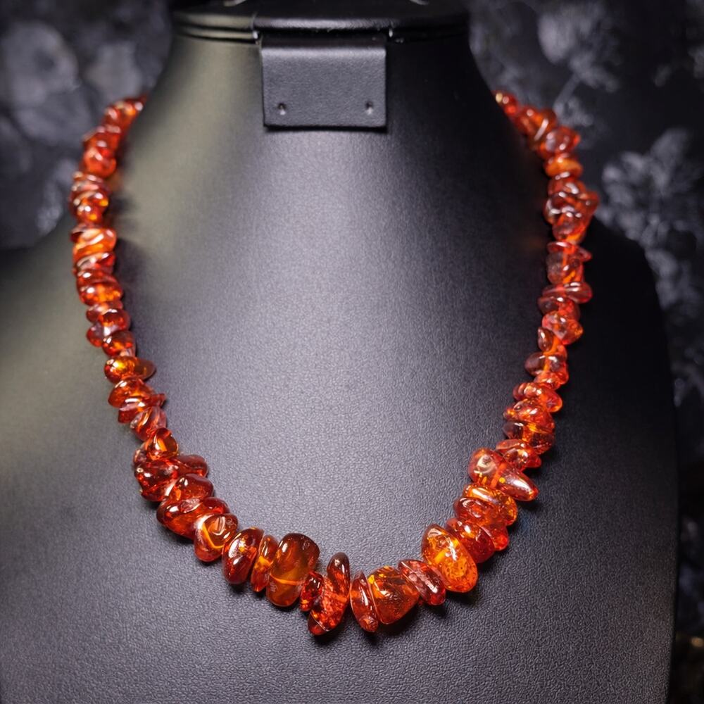 Vintage Genuine Baltic Amber Large Nugget Bead Necklace Cognac 20" Estate